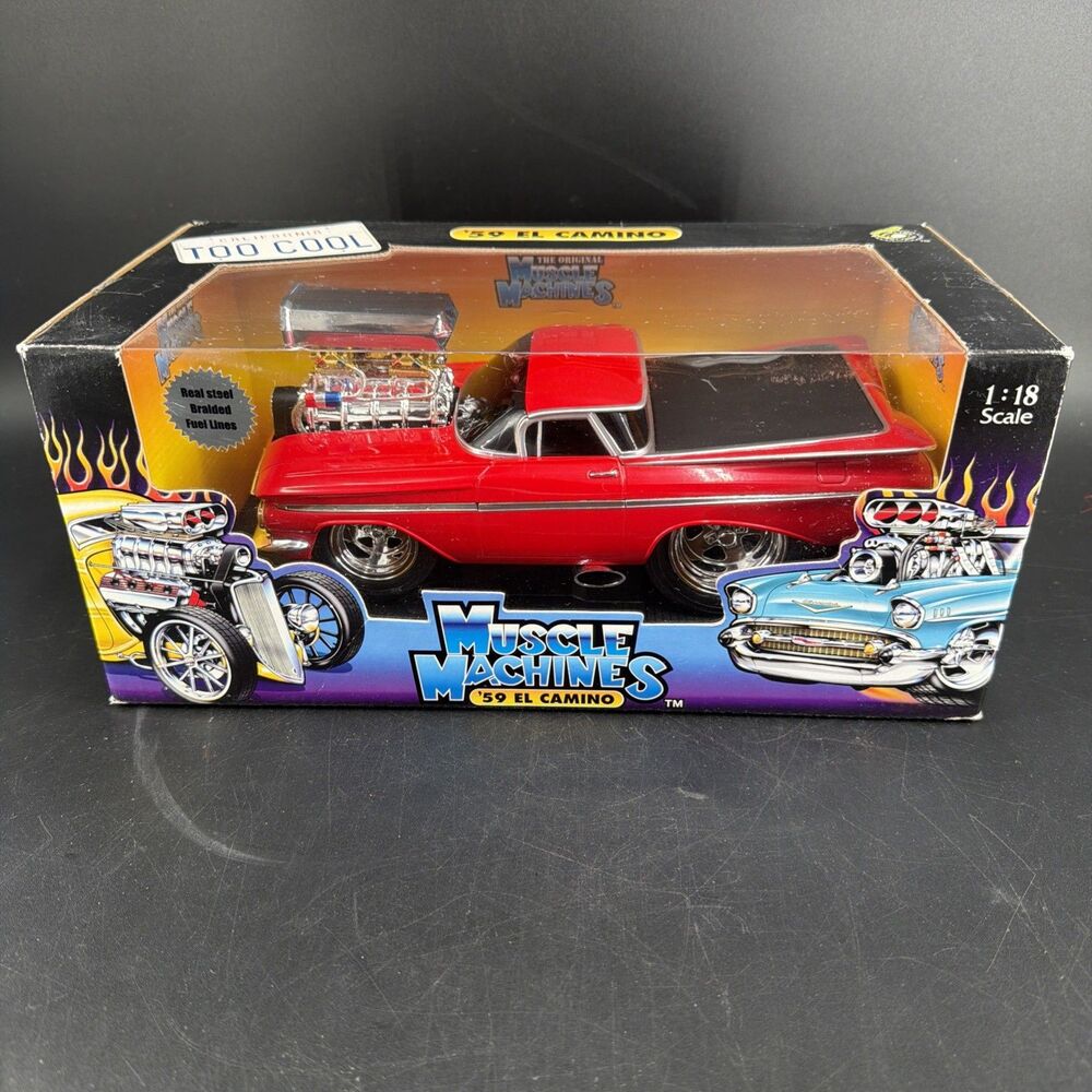 VTG 2002 Original Muscle Machines 1:18 Scale '59 El Camino Red Too Cool Box